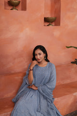 Nazakat-e-Utsavi - Fine Cotton Anarkali Kurta Set | Chikankari & Aari Fusion
