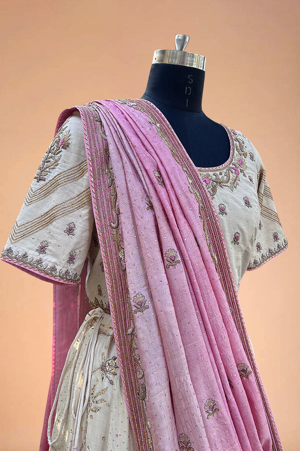 Sitara Baagh Handcrafted Tussar Silk Lehenga Set – Subtle Gold Embellishments