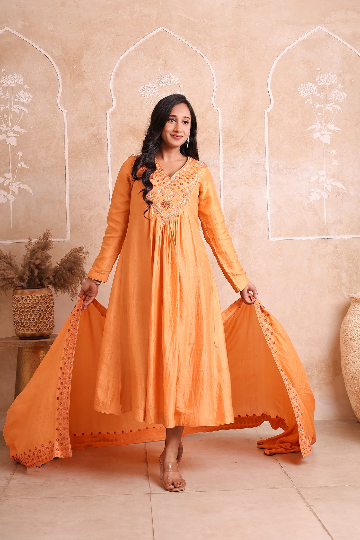 Ujalaa - Mulberry Silk Anarkali Kurta Set | Modern Resham & Zardosi Craft