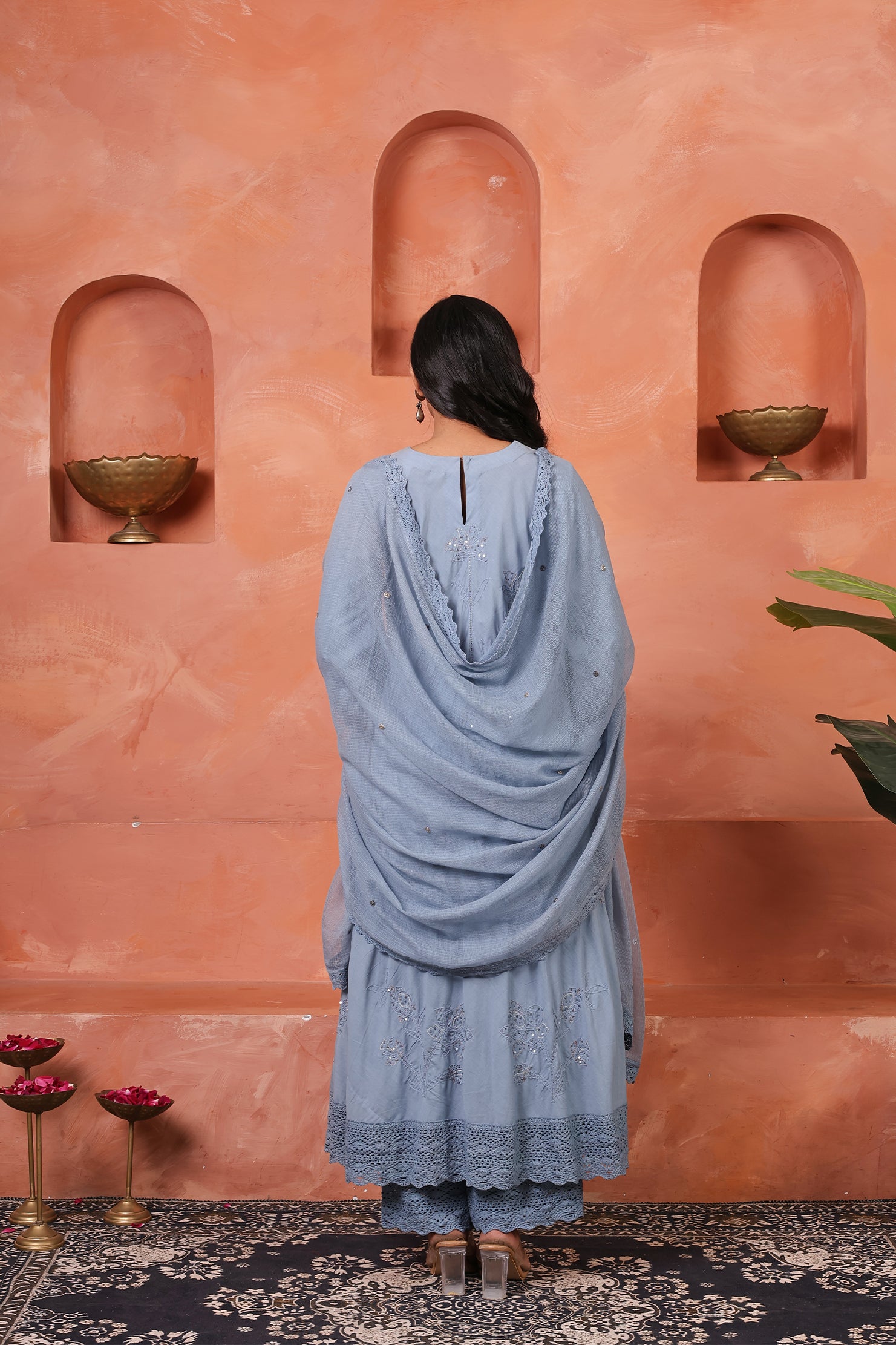 Nazakat-e-Utsavi - Fine Cotton Anarkali Kurta Set | Chikankari & Aari Fusion