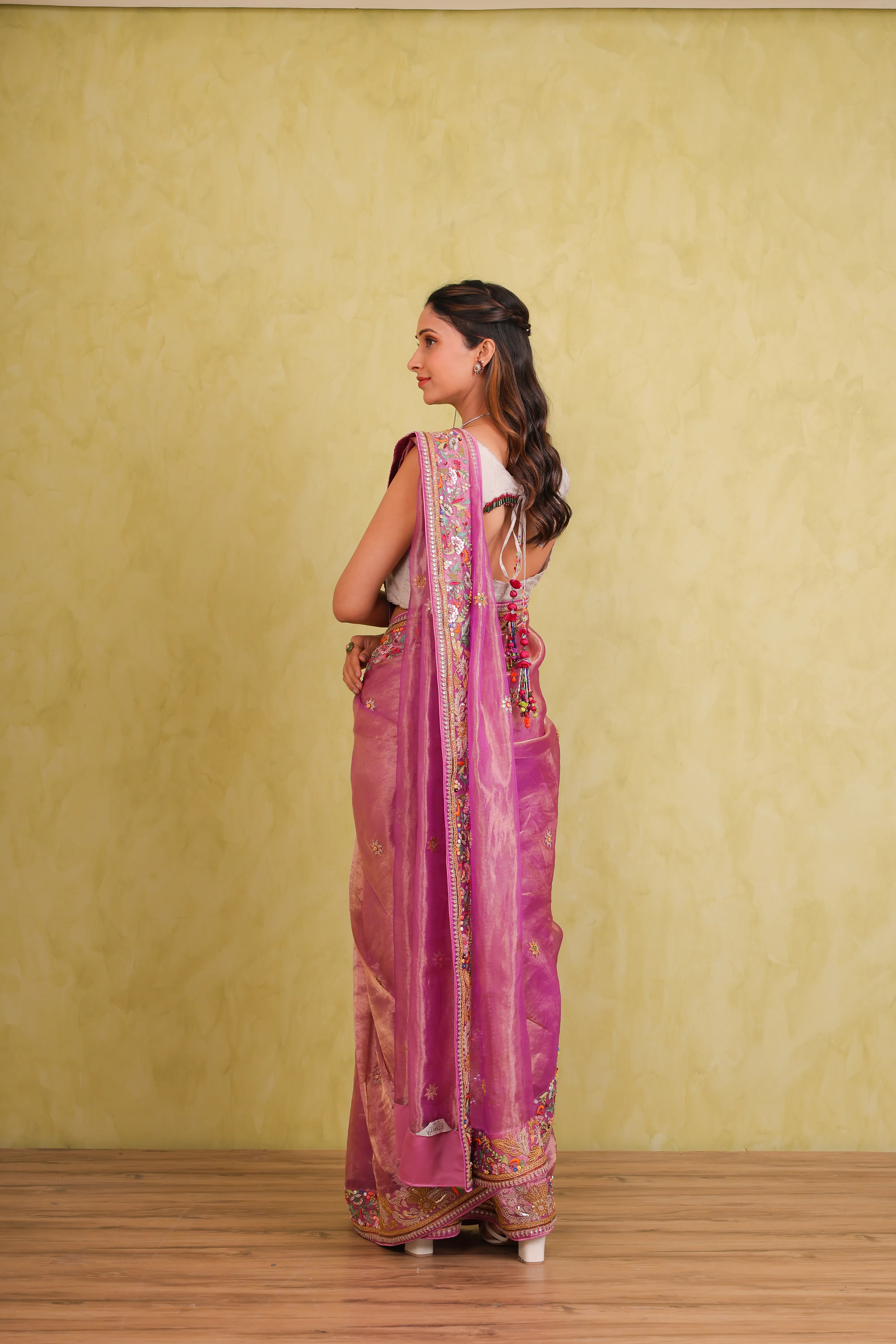 Gulbahaar – Handcrafted Silk Tissue Organza Saree