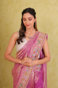 Gulbahaar – Handcrafted Silk Tissue Organza Saree