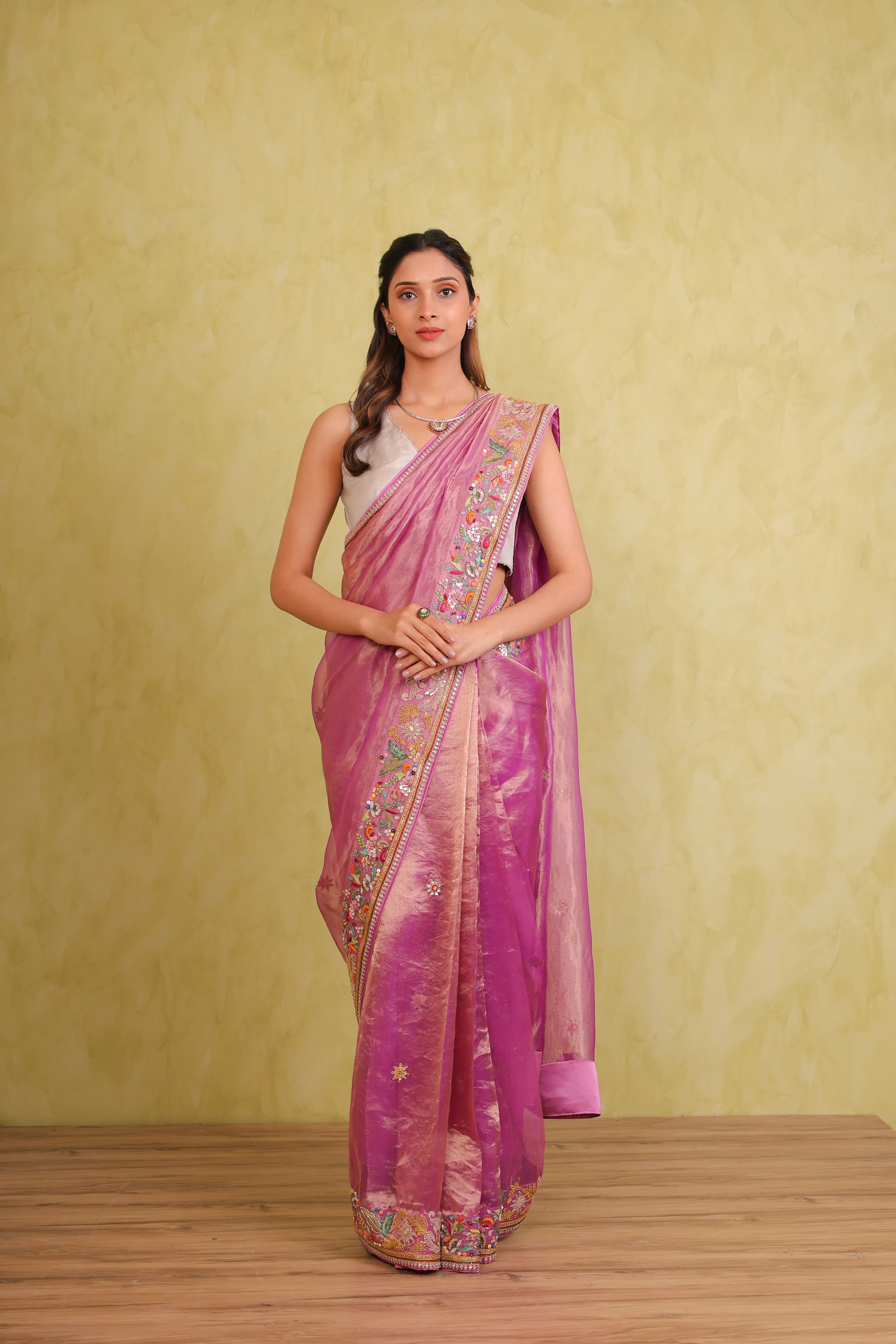 Gulbahaar – Handcrafted Silk Tissue Organza Saree