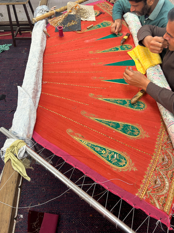 Noor-e-Narangi – Handcrafted Raw Silk Bridal Lehenga Set