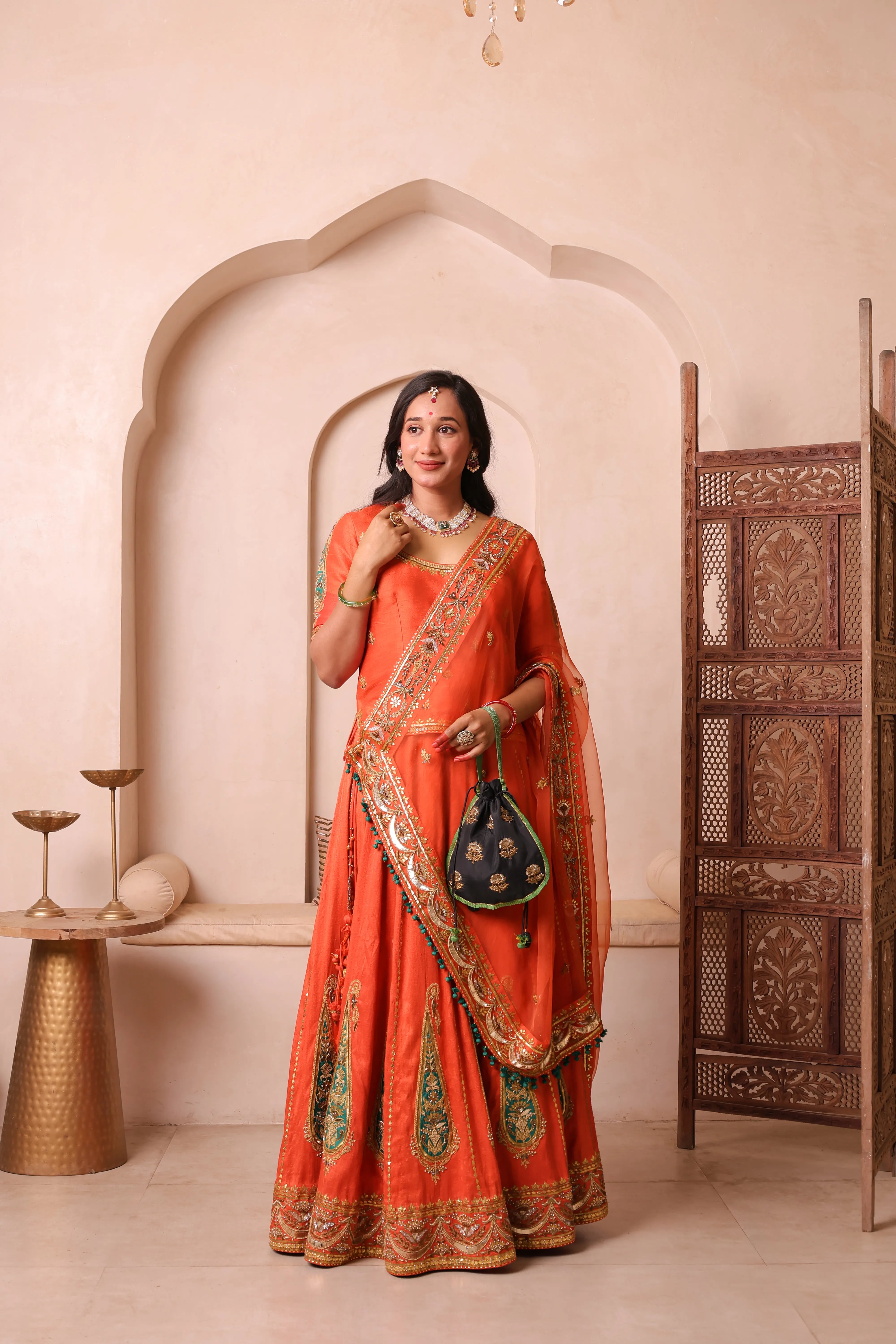 Noor-e-Narangi – Handcrafted Raw Silk Bridal Lehenga Set