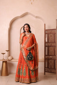 Noor-e-Narangi – Handcrafted Raw Silk Bridal Lehenga Set