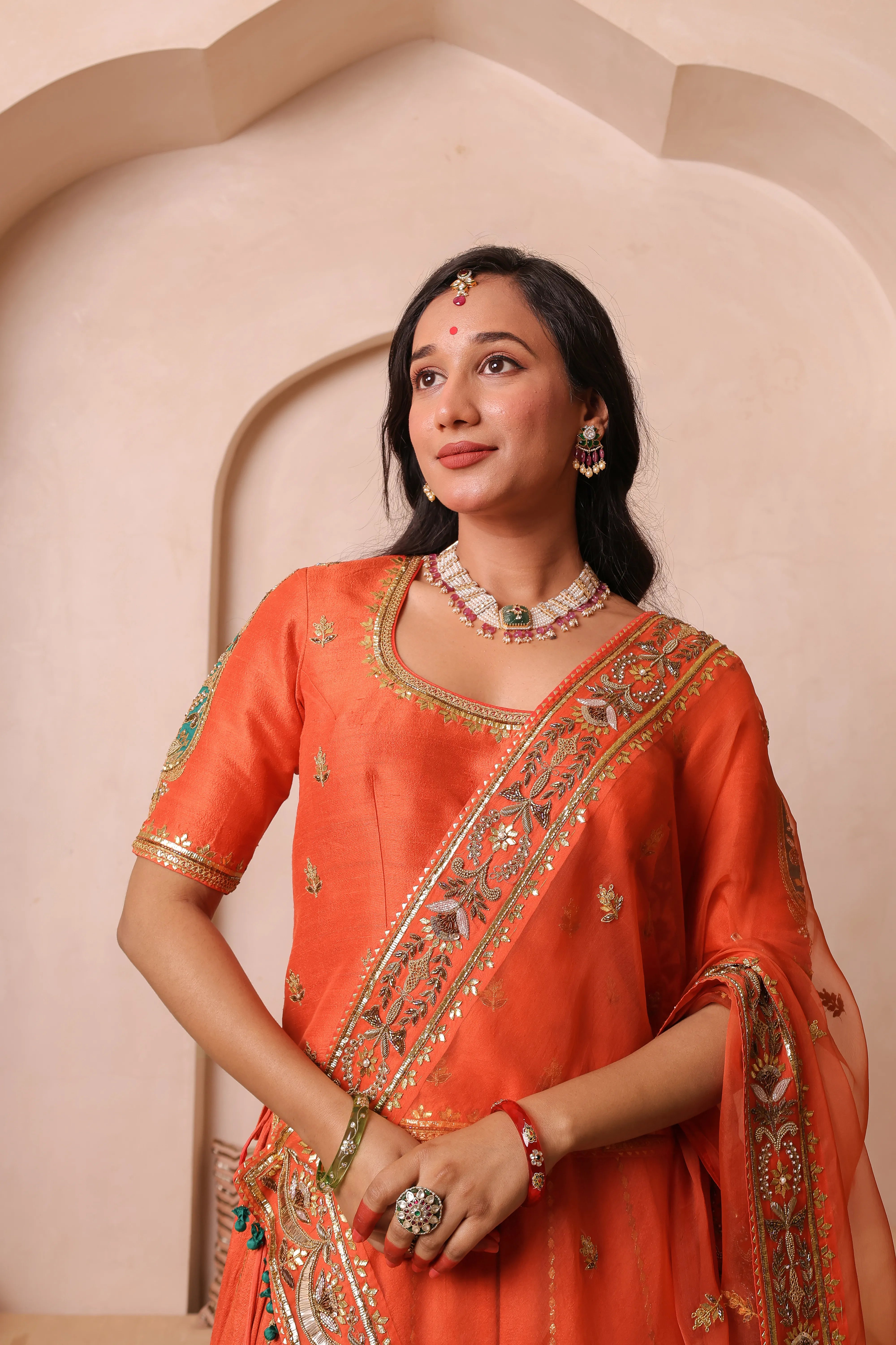 Noor-e-Narangi – Handcrafted Raw Silk Bridal Lehenga Set