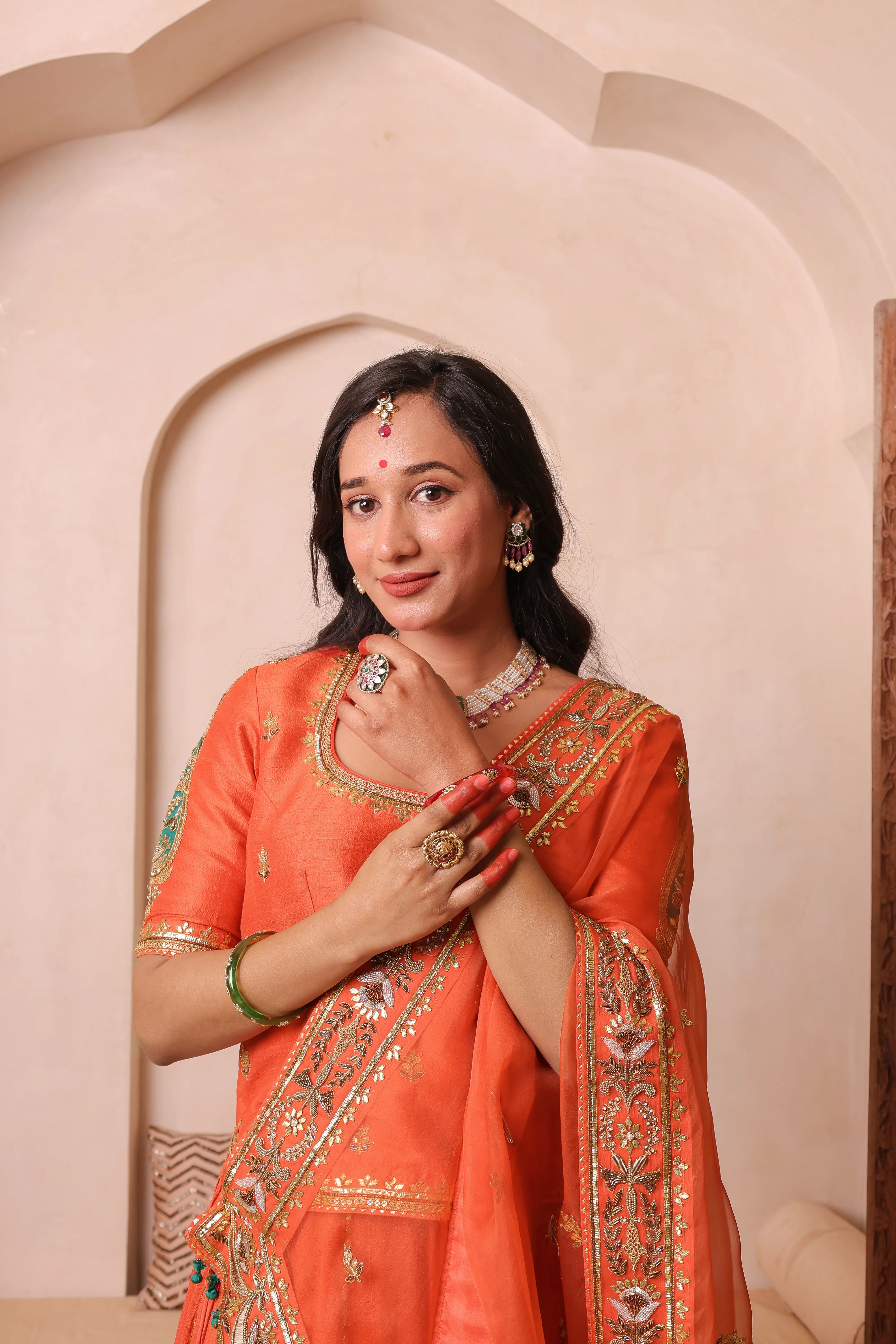Noor-e-Narangi – Handcrafted Raw Silk Bridal Lehenga Set
