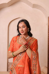 Noor-e-Narangi – Handcrafted Raw Silk Bridal Lehenga Set