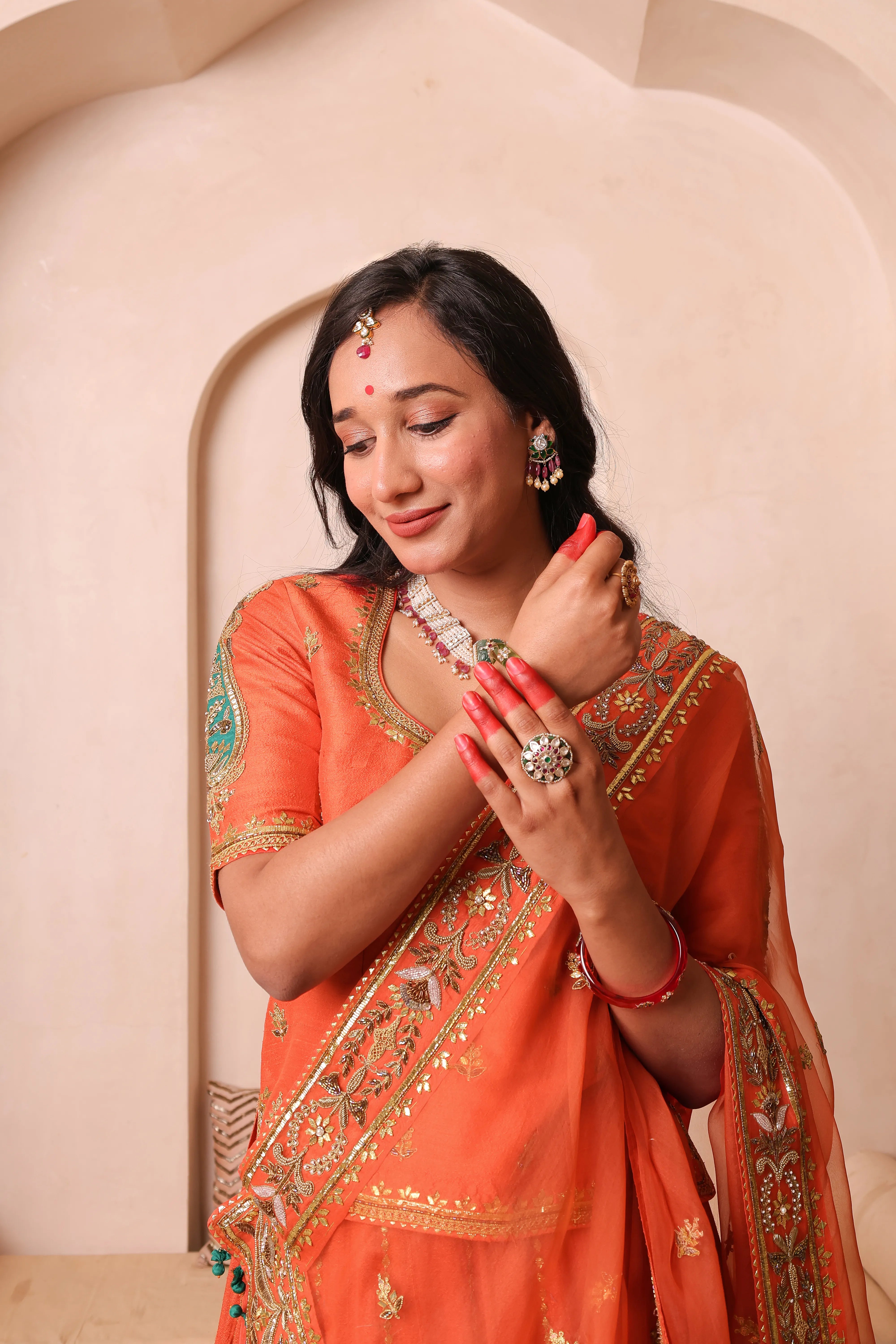 Noor-e-Narangi – Handcrafted Raw Silk Bridal Lehenga Set