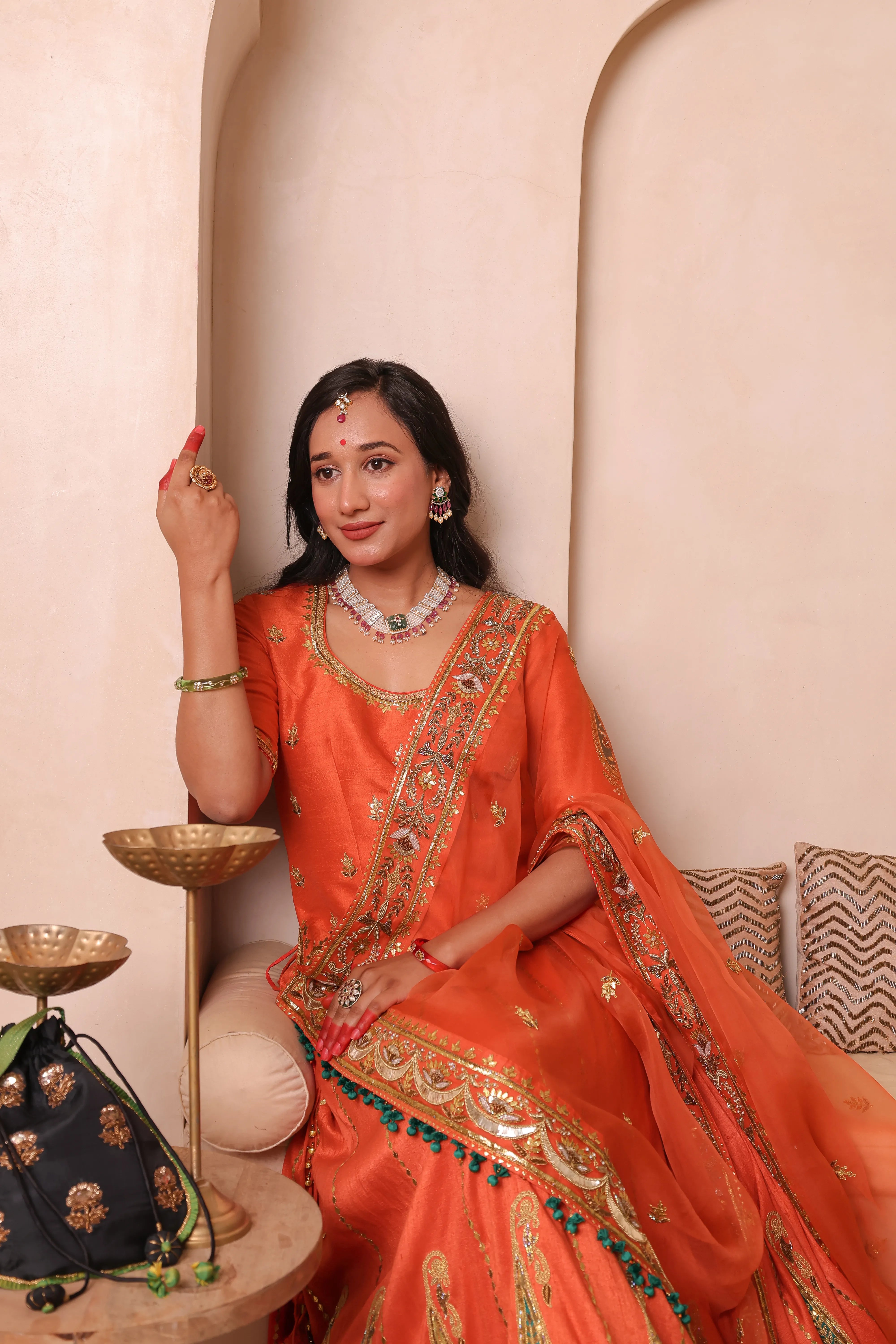 Noor-e-Narangi – Handcrafted Raw Silk Bridal Lehenga Set