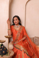 Noor-e-Narangi – Handcrafted Raw Silk Bridal Lehenga Set
