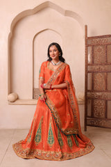 Noor-e-Narangi – Handcrafted Raw Silk Bridal Lehenga Set