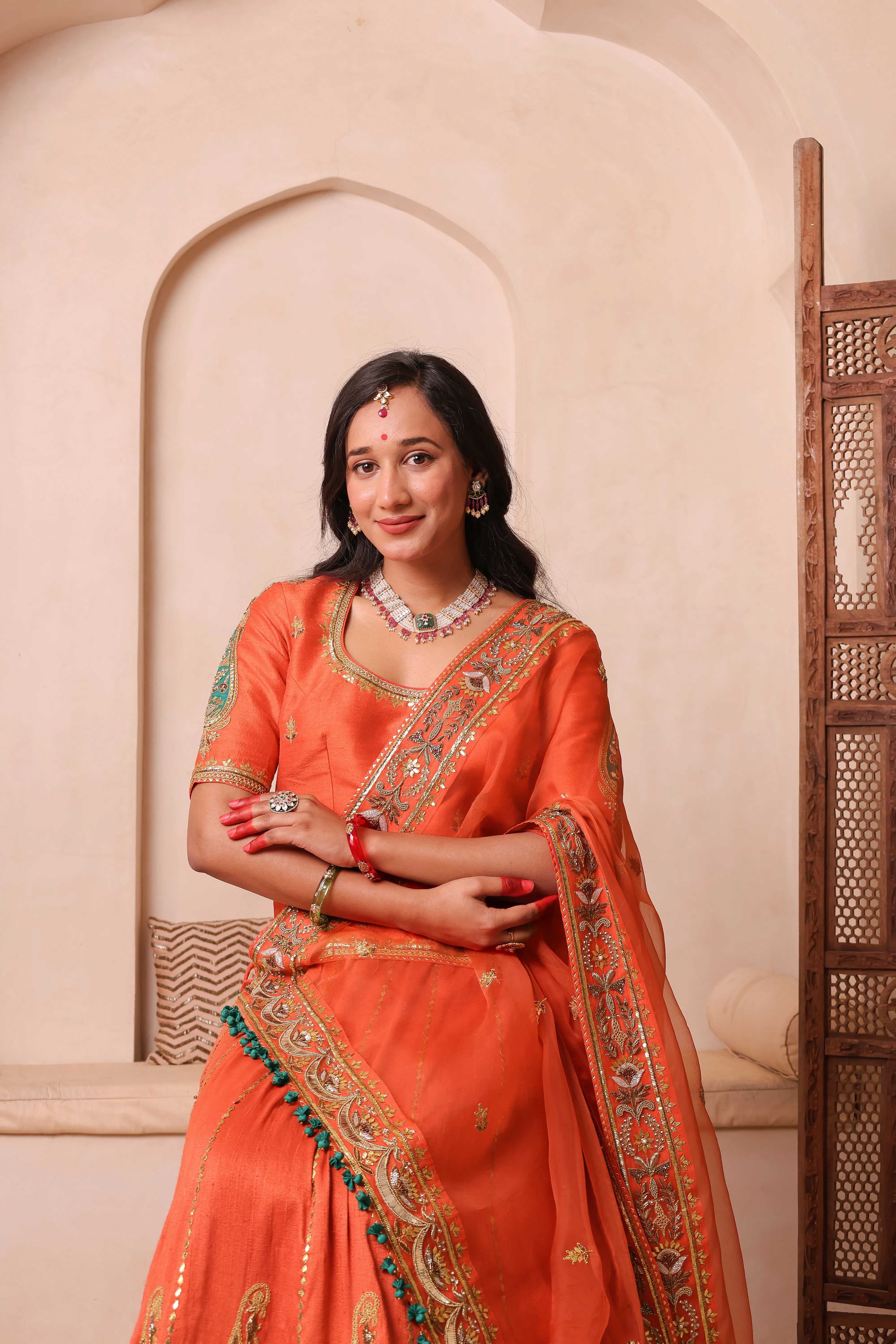Noor-e-Narangi – Handcrafted Raw Silk Bridal Lehenga Set