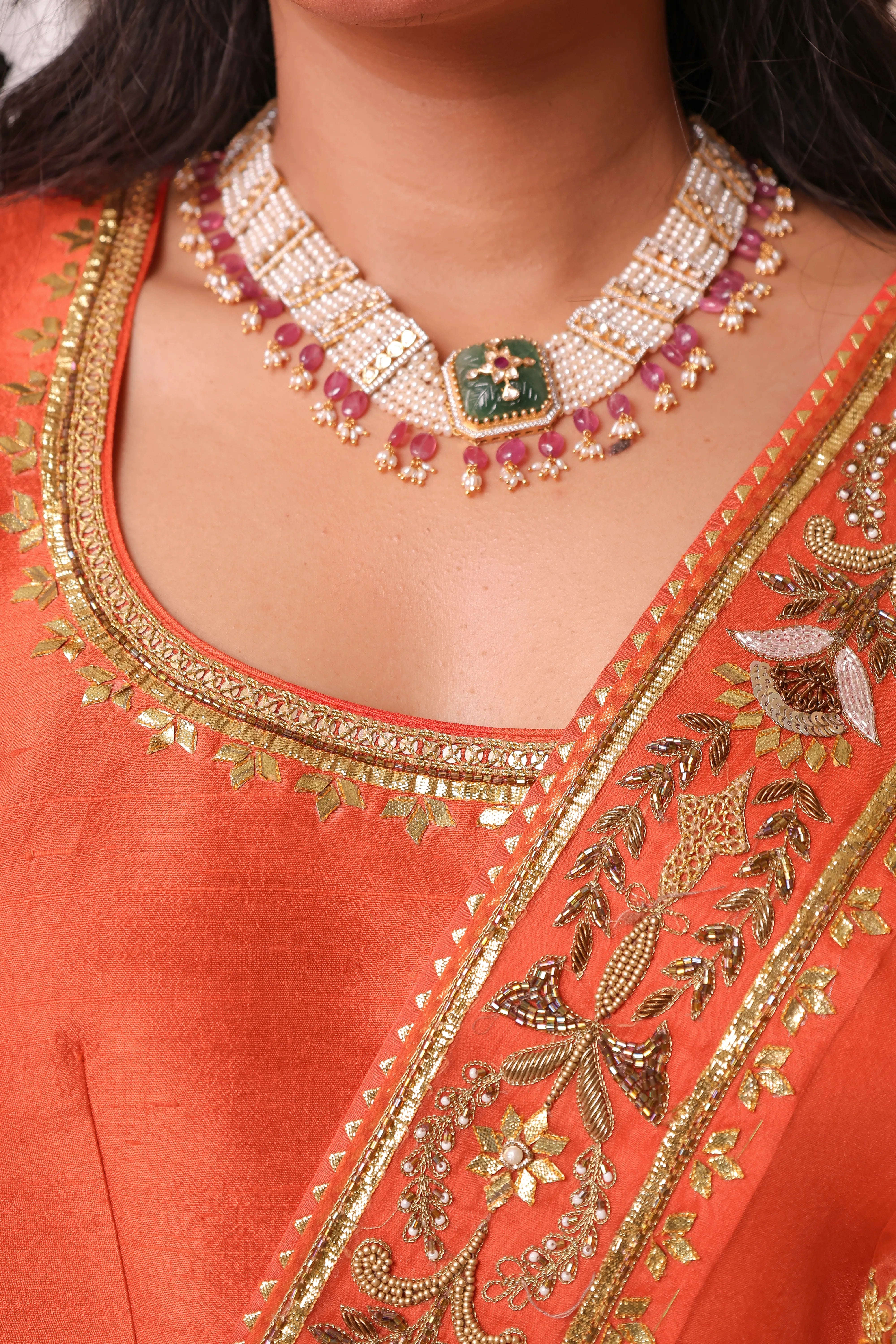 Noor-e-Narangi – Handcrafted Raw Silk Bridal Lehenga Set