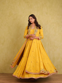 Basant Noor – Mulberry Silk Lehenga Kurti Set with Embroidered Jacket