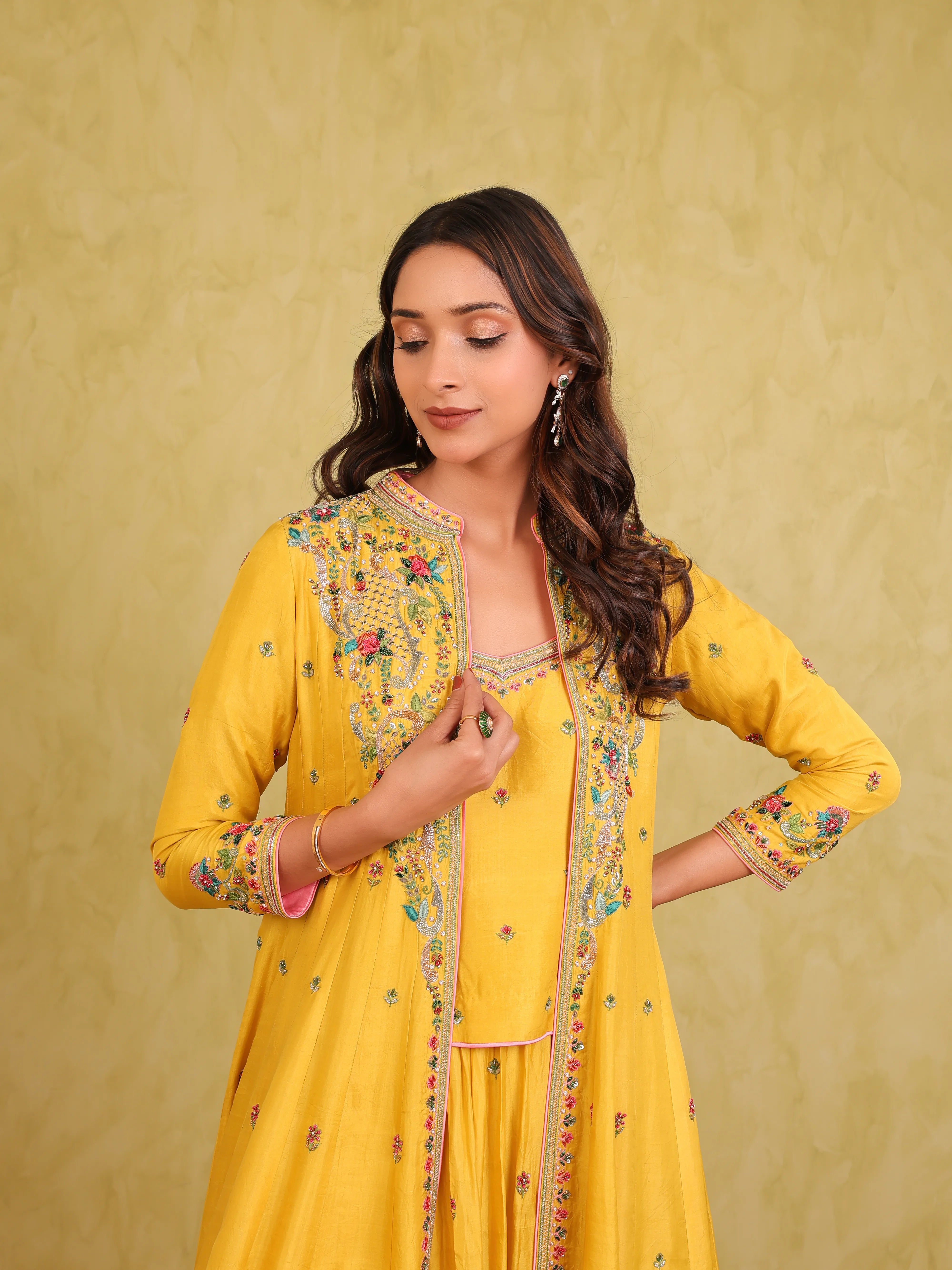 Basant Noor – Mulberry Silk Lehenga Kurti Set with Embroidered Jacket