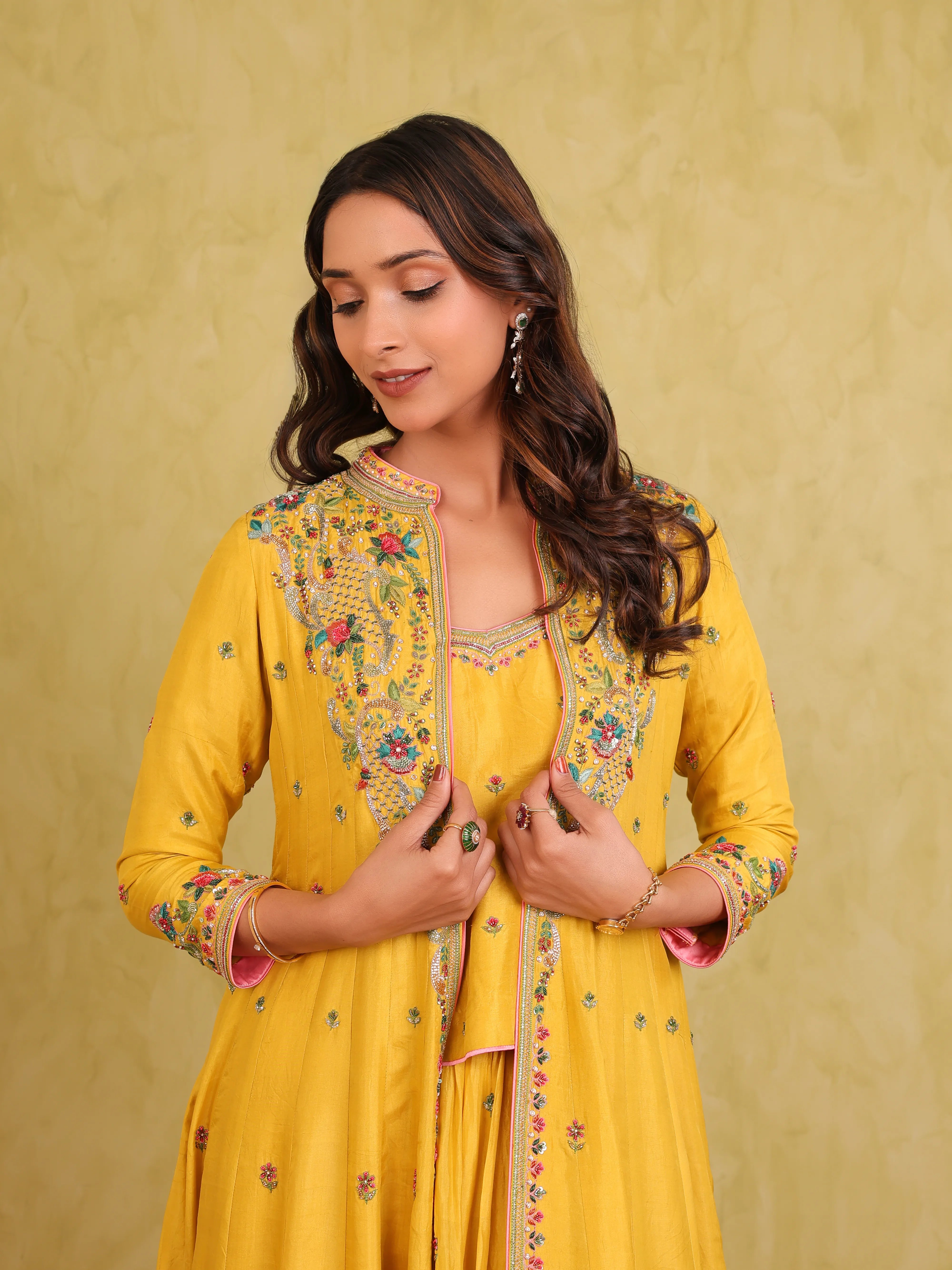 Basant Noor – Mulberry Silk Lehenga Kurti Set with Embroidered Jacket