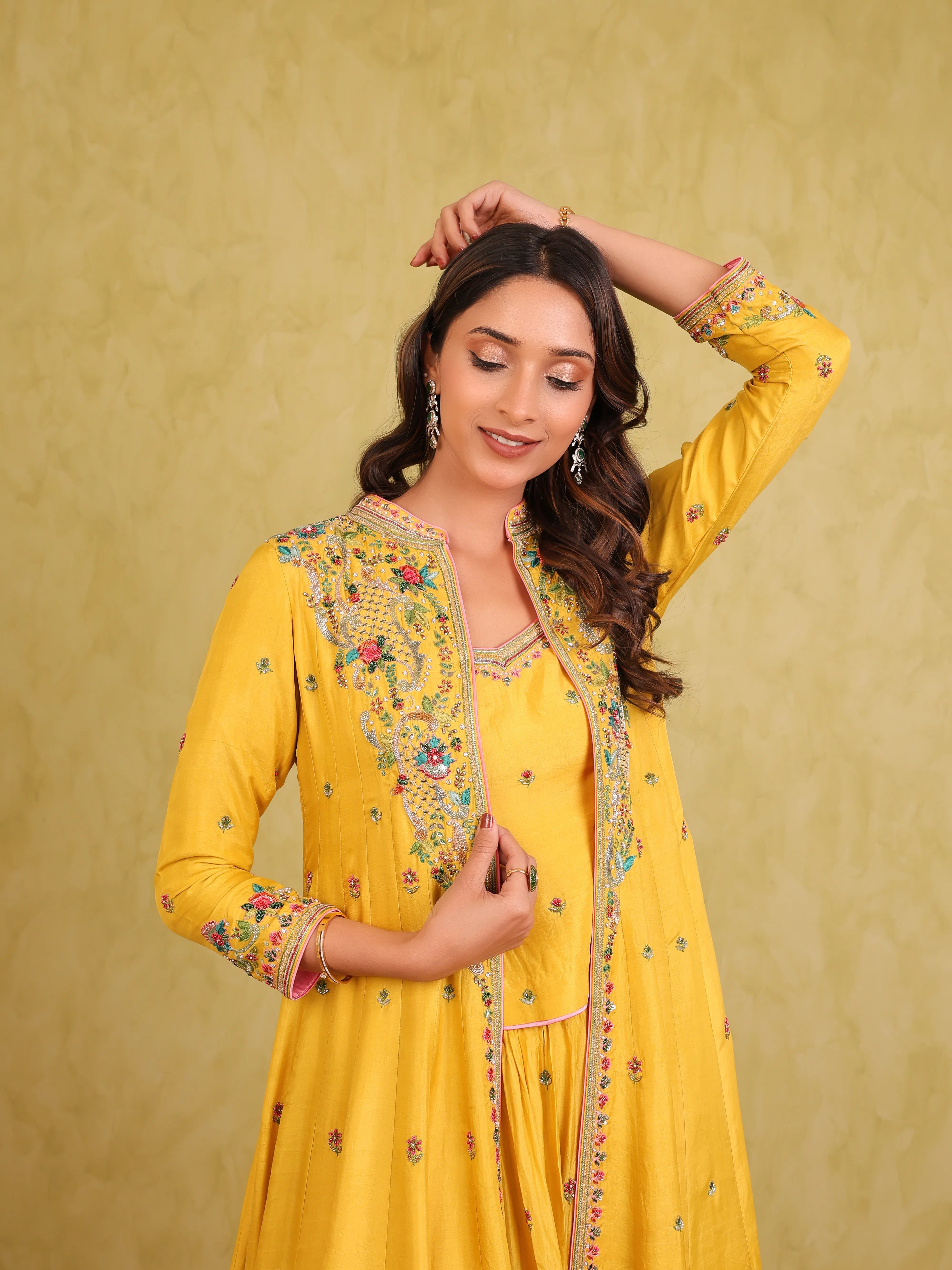 Basant Noor – Mulberry Silk Lehenga Kurti Set with Embroidered Jacket