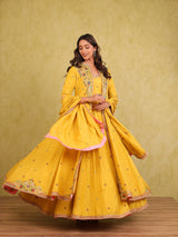 Basant Noor – Mulberry Silk Lehenga Kurti Set with Embroidered Jacket