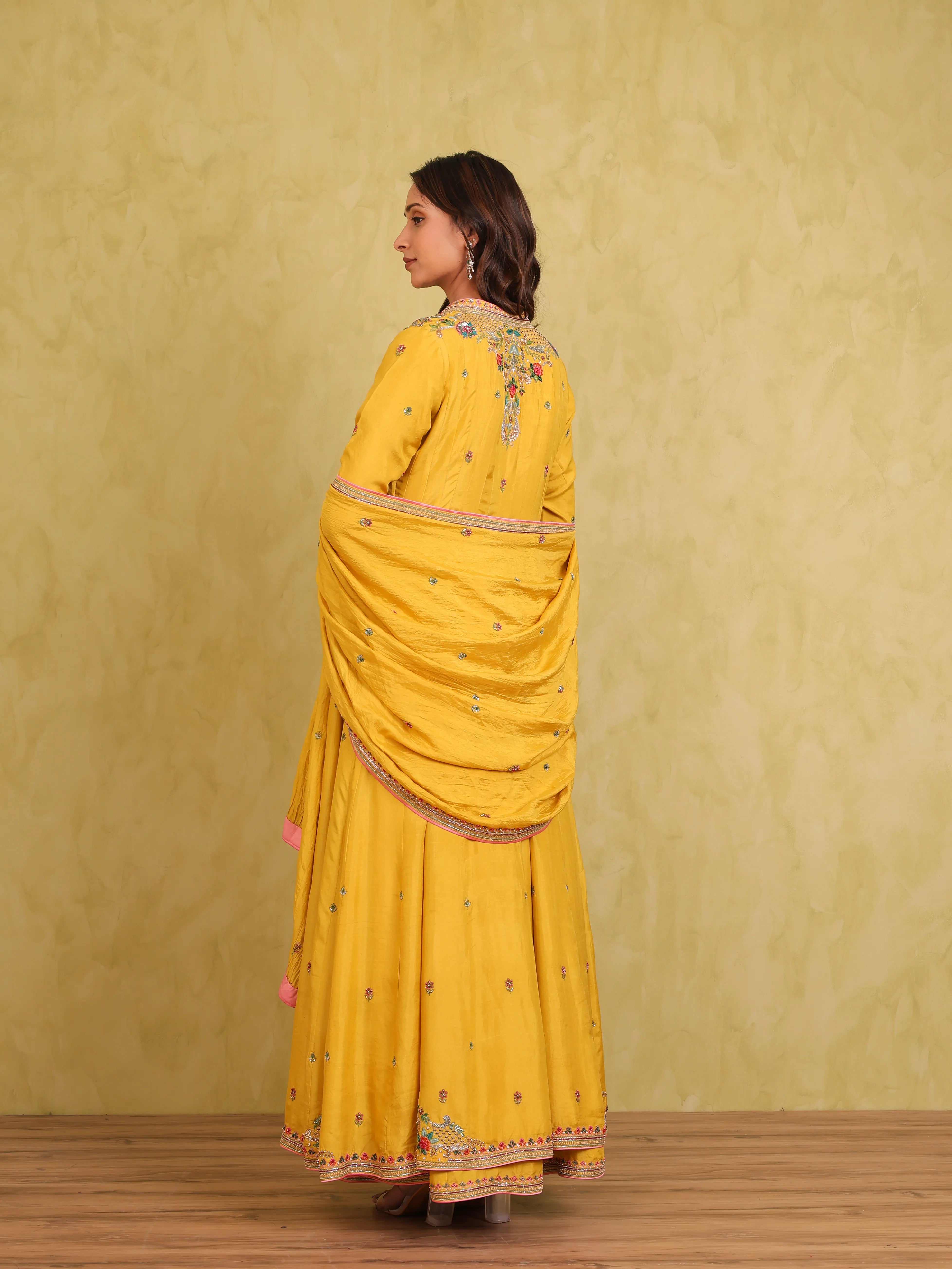 Basant Noor – Mulberry Silk Lehenga Kurti Set with Embroidered Jacket