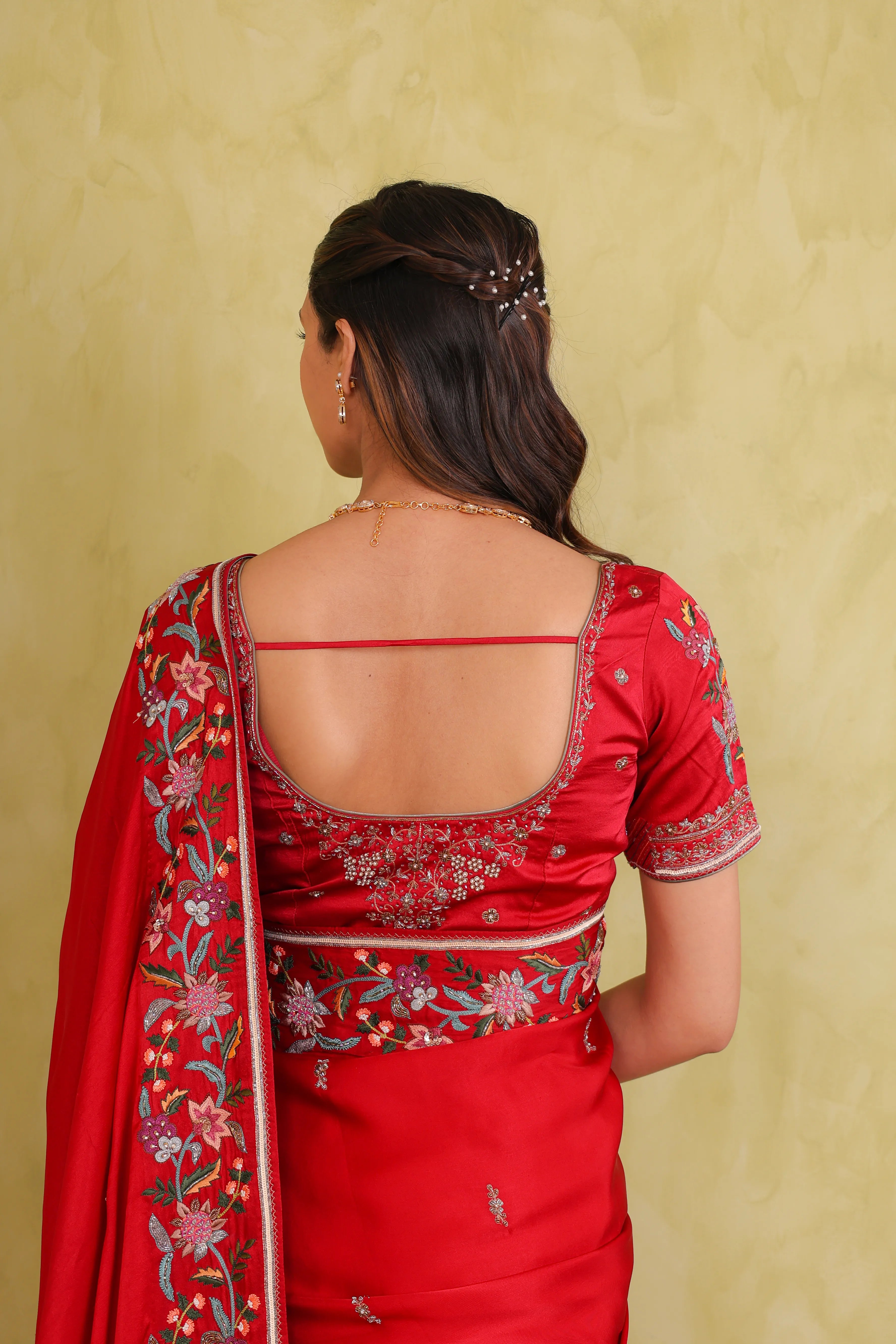 Laal Khwaab – Red Satin Silk Zardosi Saree