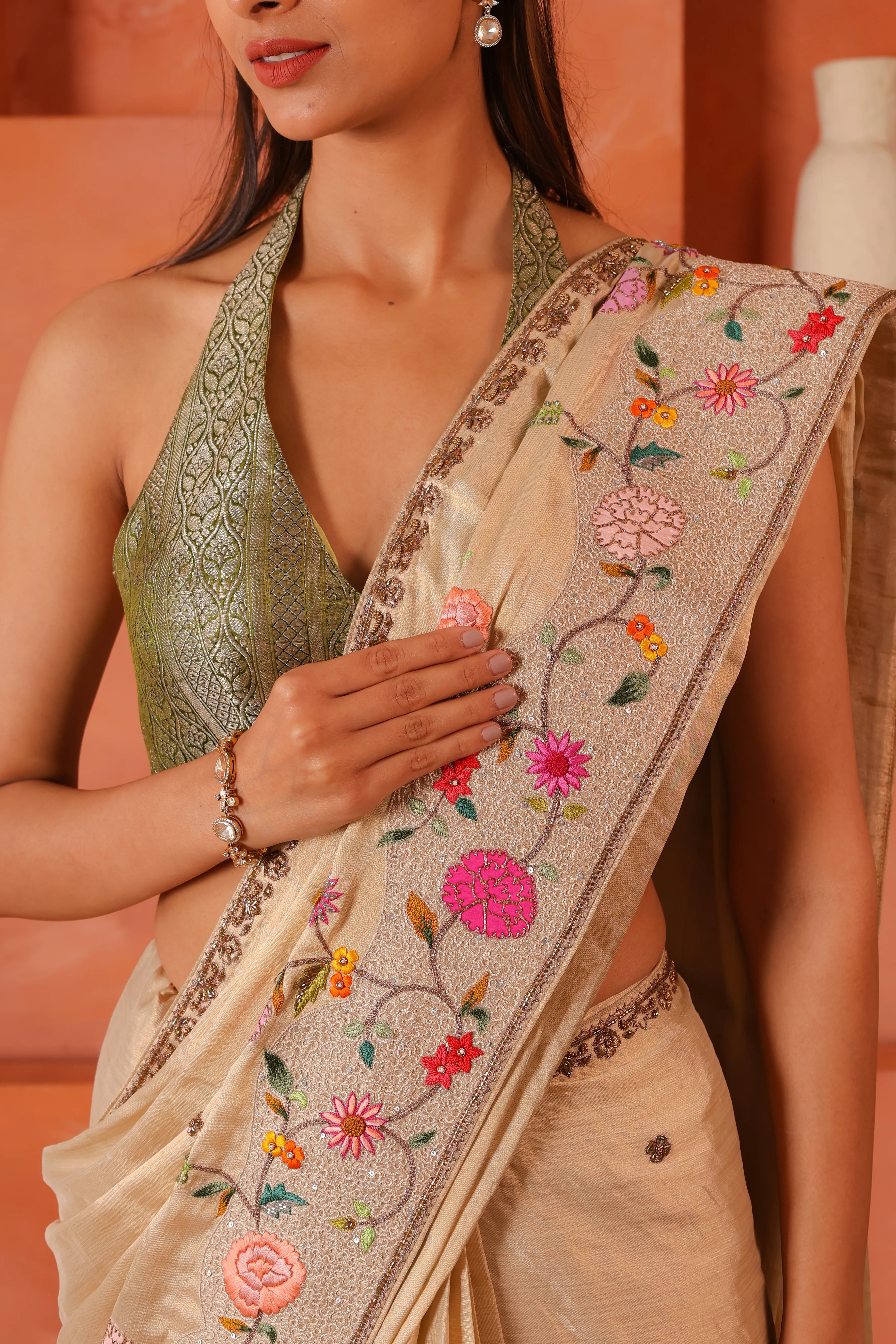 Sugga Gulshan – Luxury Handcrafted Silk Tissue Wedding Saree
