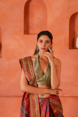 Maru Leher – Handcrafted Silk Tissue Tussar Lehariya Saree