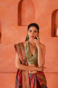 Maru Leher – Handcrafted Silk Tissue Tussar Lehariya Saree