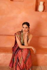 Maru Leher – Handcrafted Silk Tissue Tussar Lehariya Saree