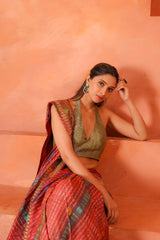 Maru Leher – Handcrafted Silk Tissue Tussar Lehariya Saree
