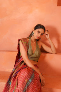 Maru Leher – Handcrafted Silk Tissue Tussar Lehariya Saree