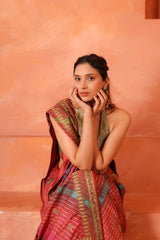 Maru Leher – Handcrafted Silk Tissue Tussar Lehariya Saree