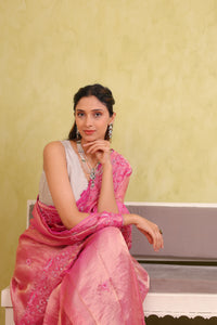 Noor-e-AmbiyaNoor-e-Ambiya – Handcrafted Silk Tissue Organza Embroidered Saree