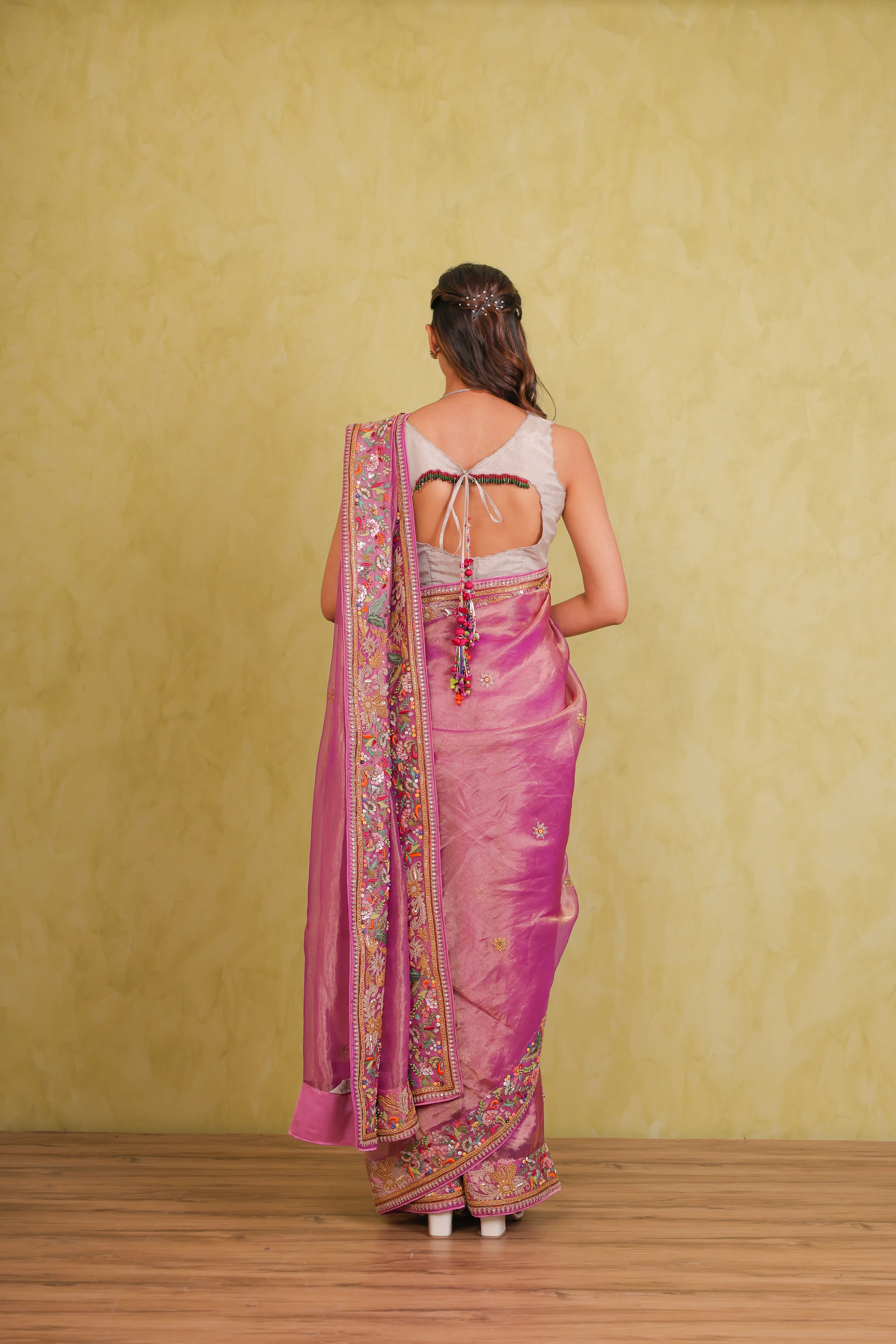 Gulbahaar – Handcrafted Silk Tissue Organza Saree