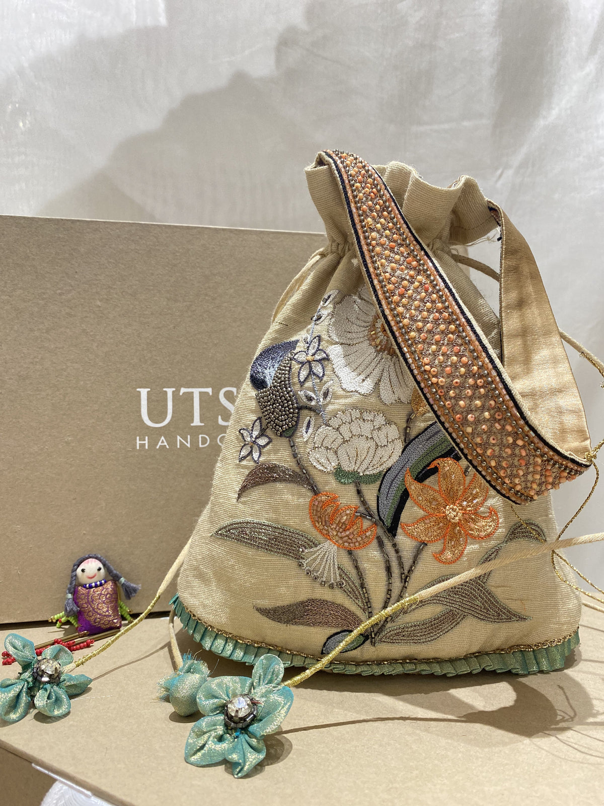 Gulrang handcrafted embroidered potli bag, product photograph 2