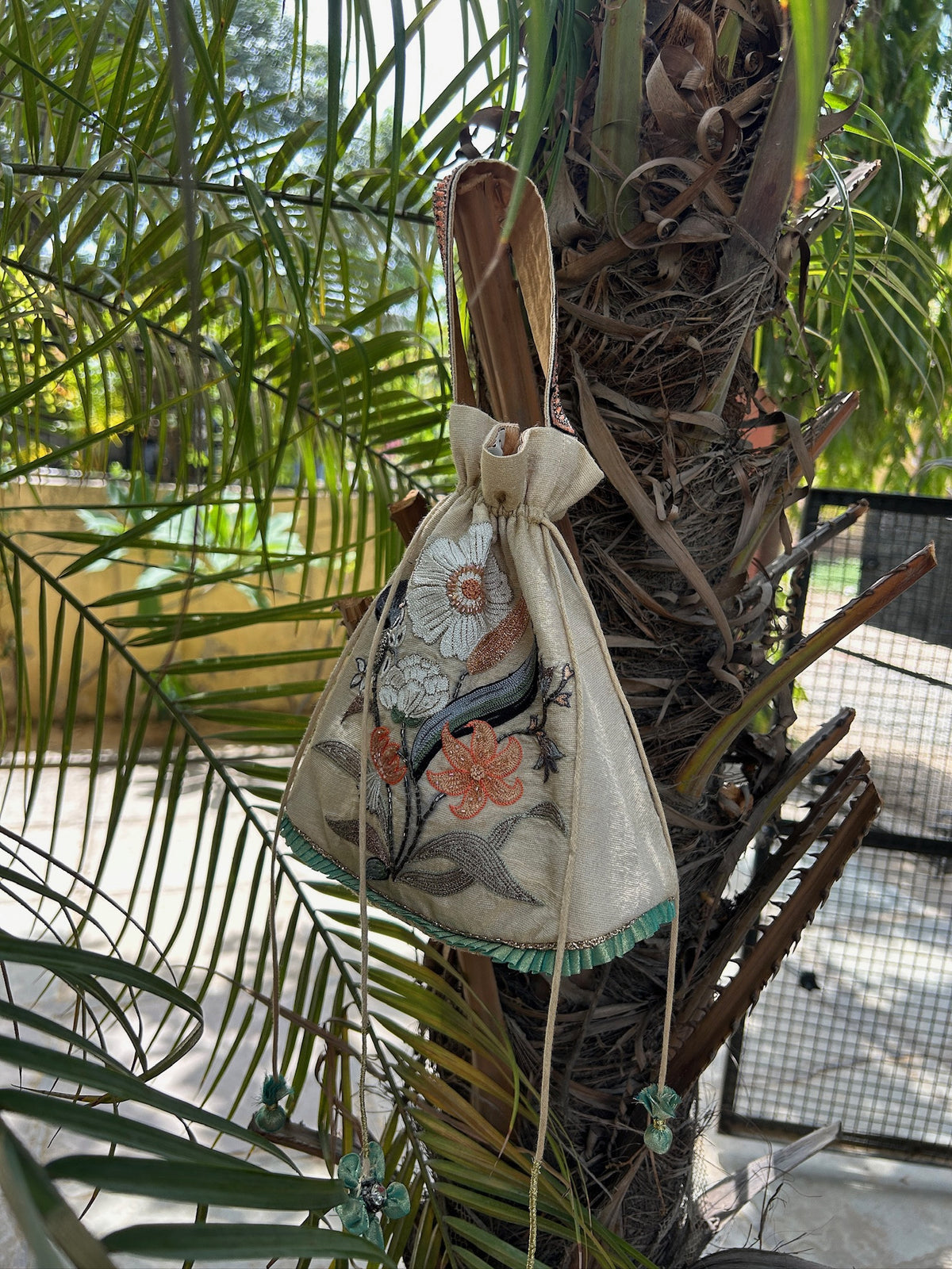 Gulrang handcrafted embroidered potli bag, product photograph 5
