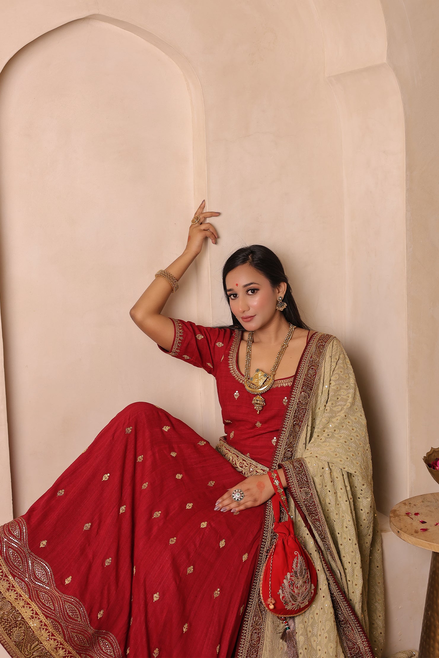 Awadhi Resham -  Heritage Lehenga Set | Velvet, Matka Silk & Lucknowi Craft