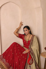 Awadhi Resham -  Heritage Lehenga Set | Velvet, Matka Silk & Lucknowi Craft