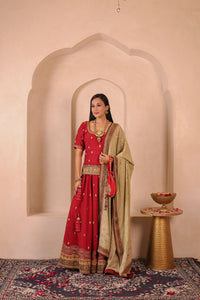Awadhi Resham -  Heritage Lehenga Set | Velvet, Matka Silk & Lucknowi Craft