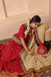 Awadhi Resham -  Heritage Lehenga Set | Velvet, Matka Silk & Lucknowi Craft