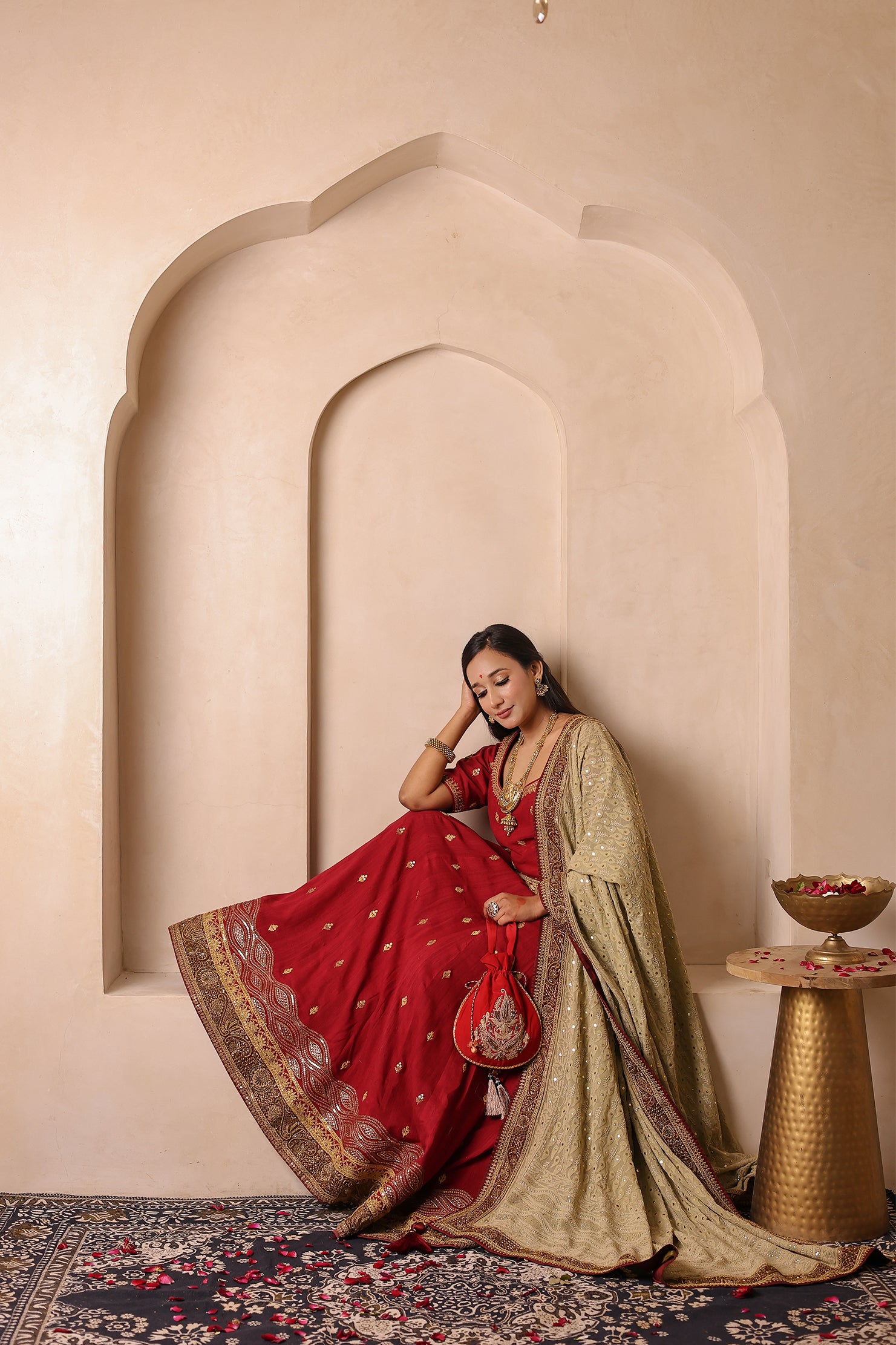 Awadhi Resham -  Heritage Lehenga Set | Velvet, Matka Silk & Lucknowi Craft