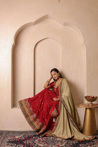Awadhi Resham -  Heritage Lehenga Set | Velvet, Matka Silk & Lucknowi Craft