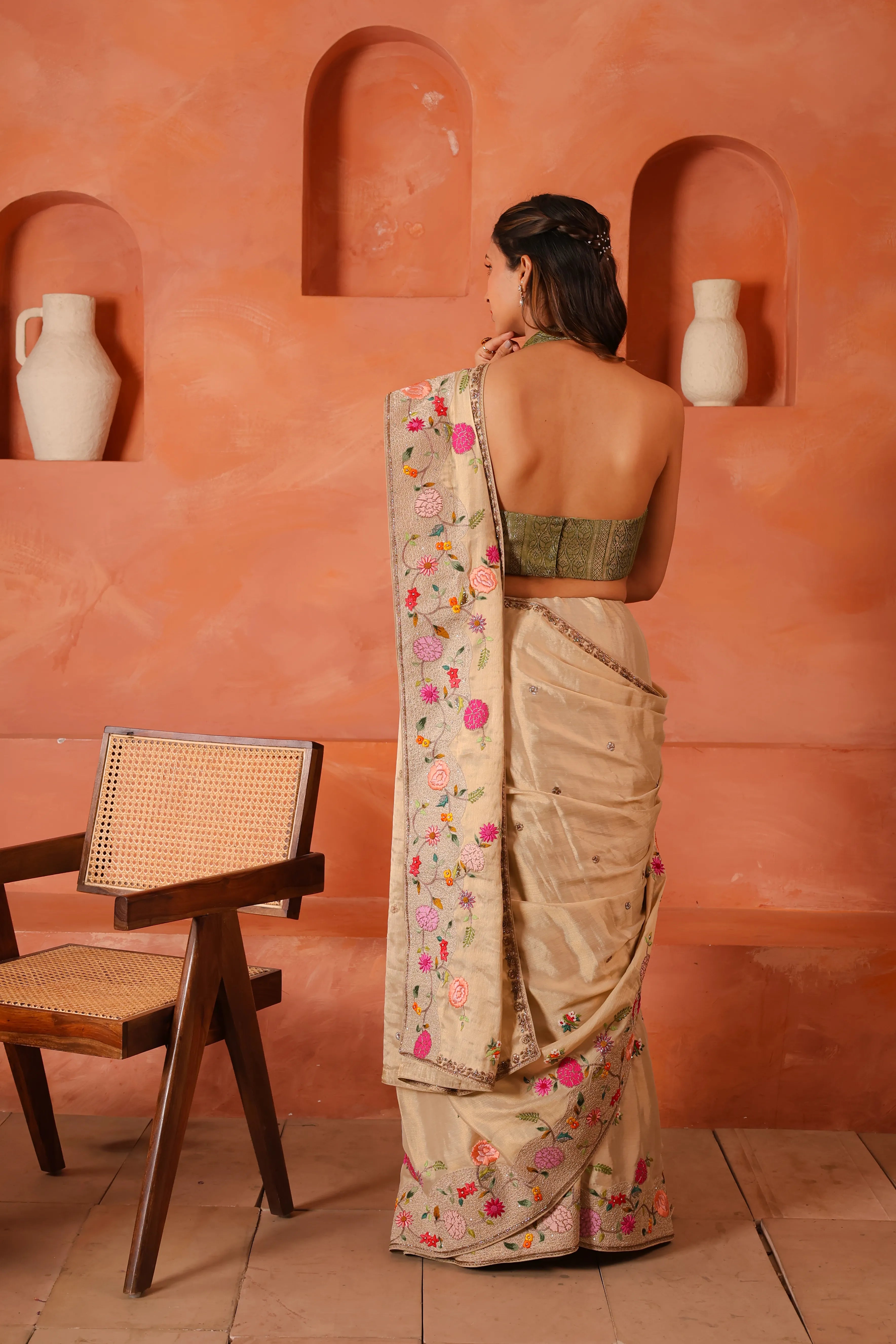 Sugga Gulshan – Luxury Handcrafted Silk Tissue Wedding Saree