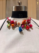 Manjari handcrafted textile necklace close view on a mannequin | Utsavi by Shilpa