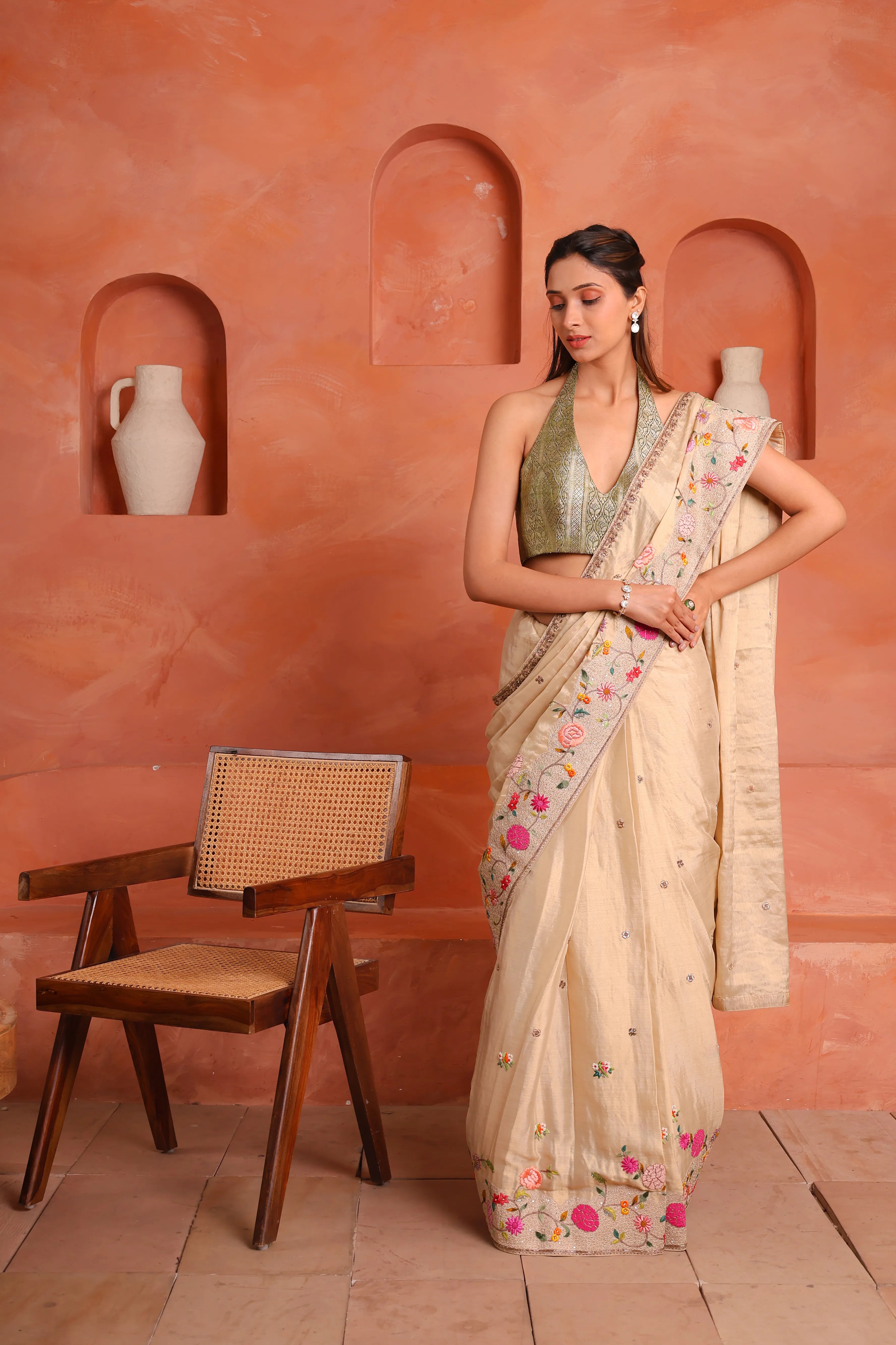Sugga Gulshan – Luxury Handcrafted Silk Tissue Wedding Saree