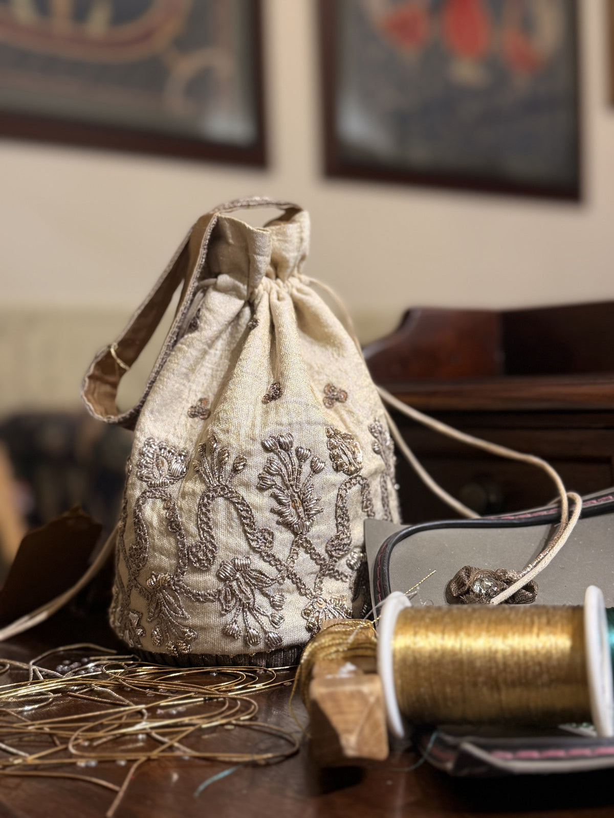 Ruh-e-Zari handcrafted embroidered potli bag, product photograph 1