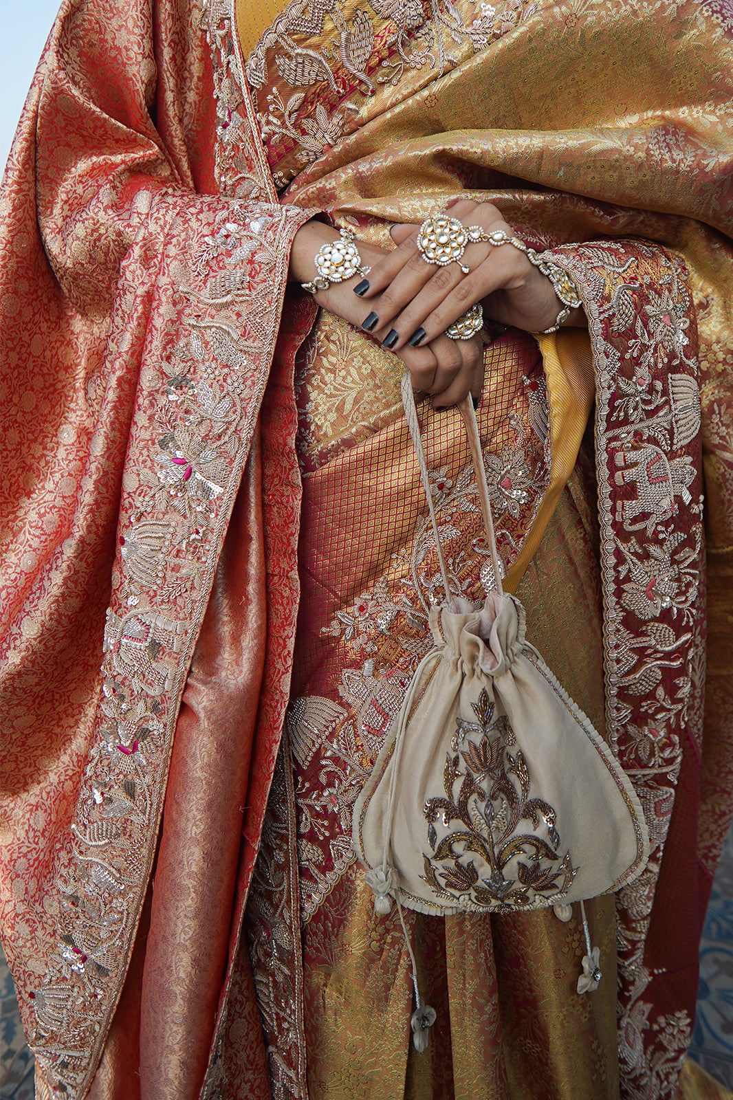 Mangal Safarnama - Resham & Tissue Kanjivaram Silk Saree | Bridal Zardosi Ensemble