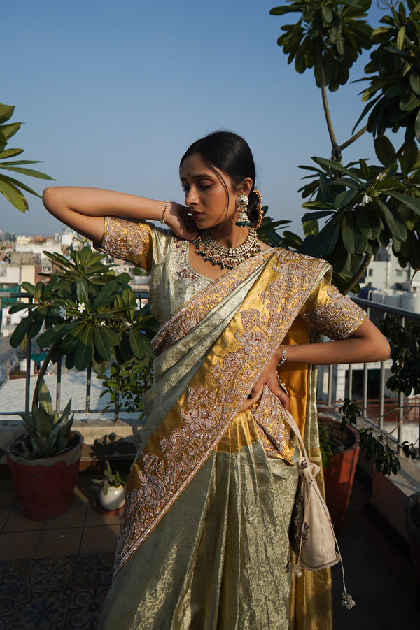 Baraatnama  Self-Weave Tissue Kanjivaram Silk | Master Zardosi Bridal Ensemble
