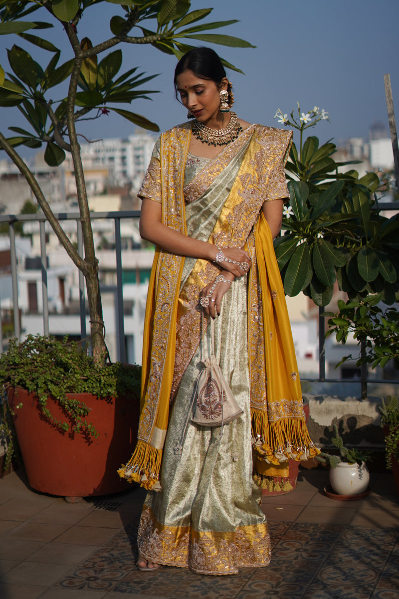 Baraatnama  Self-Weave Tissue Kanjivaram Silk | Master Zardosi Bridal Ensemble